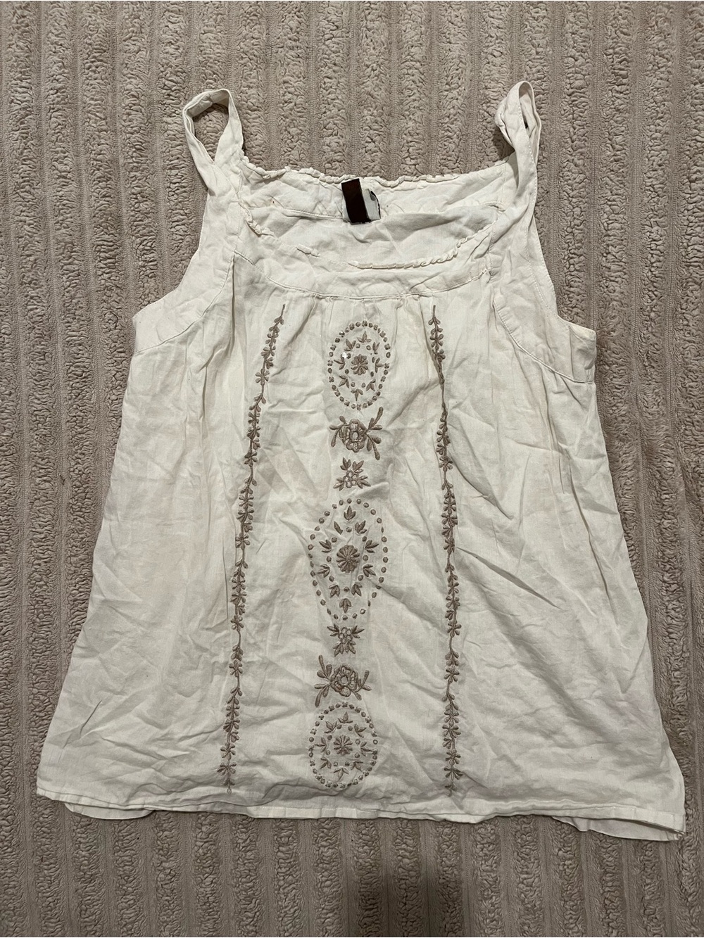 Sonoma White Cotton Embroidered Tank Camisole
